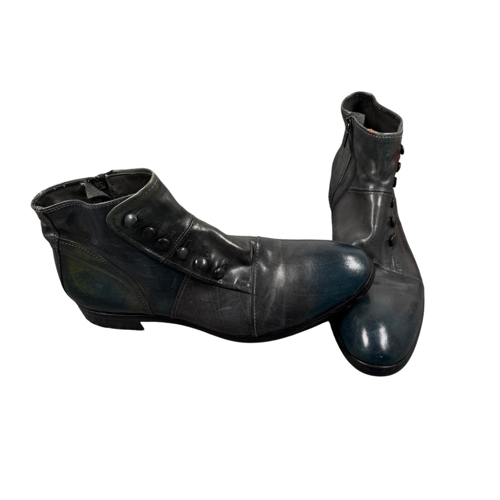 Jo Ghost Ankle Boots Mens 44EU 10.5 US Blue Leather Side Zip Made in Italy